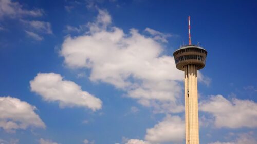 A view of the Tower of the Americas tower in San Antonio, Texas